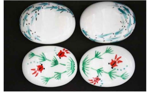 金魚とめだかの箸置き (新豆型） やきもの工房こすず A12-195