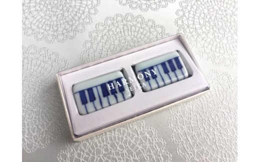 弾いてみたくなる♪ハーモニー鍵盤箸置(2個入り) しん窯・青花 A10-100