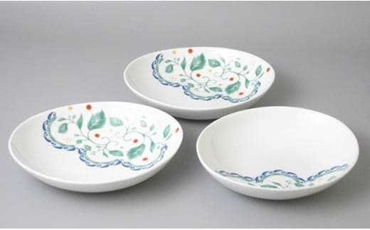 有田焼 森のミモザ楕円浅鉢（3枚セット） 【大慶】皿 食器 うつわ 器 ギフト 贈り物 30000円 3万円 A30-688