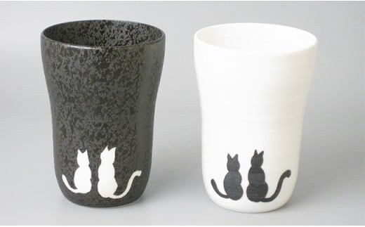 有田焼 焼〆フリーカップ ペア（ネコ） 【大慶】 コップ 2個 A15-347