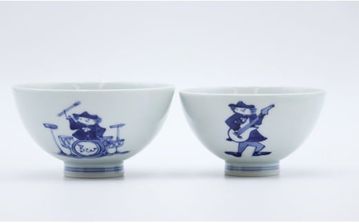 ロックが好きなあなたに♪ ハーモニーロックペア飯碗 しん窯・青花 A26-4