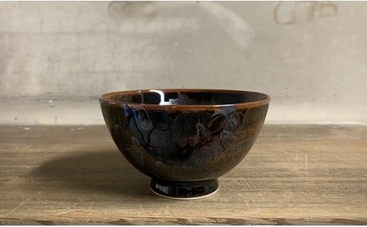 井上祐希作 天目銀滴飯碗（小）井上萬二窯 お茶碗 おちゃわん 食器 器 30000円 3万円 A30-657