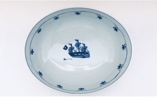 有田焼 港ロマン楕円盛鉢 しん窯・青花 皿 食器 うつわ 器 A28-3