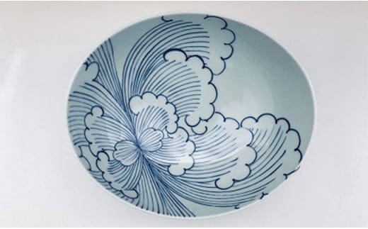 有田焼 BOTAN楕円盛鉢 しん窯・青花 食器 器 うつわ 陶磁器 皿 ギフト 贈答 35000円 3.5万円 A35-428