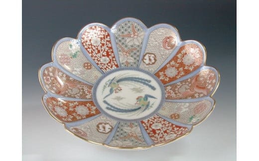 有田焼 染錦金彩鳳凰 菊割親皿【深川製磁】とっておきの日 ハレの日 インテリア うつわ 職人 飾り皿 大皿 盛り皿 食器 A250-35