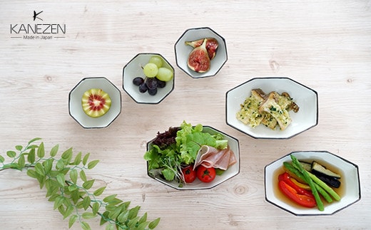 金善製陶所 長角八角小鉢 豆八角小鉢 6点セット 有田焼 和食器 食器 器 うつわ 豆鉢 小鉢 小付 小皿 6個セット アイボリー シンプル 金善窯 食器セット 鉢 ボウル 35000円 3.5万円 A35-411