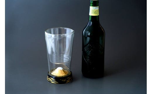 有田焼とガラスのコラボ Fortune glass大 （黄金富士）東洋セラミックス A17-12