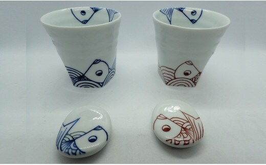 鯛ぐい吞みセットand箸置きセット やきもの工房こすず A24-133
