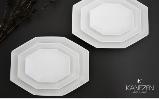 金善製陶所 長八角皿 3サイズ 6点セット 有田焼 A50-147