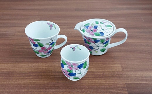 有田焼 花もよう(ハナミズキ)ティーセット よう楽庵・たかす A45-90