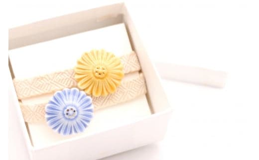 cocosara 有田焼帯留め 小花の雅 おしゃれ アクセサリー 磁器 和装小物 着物用 A13-1