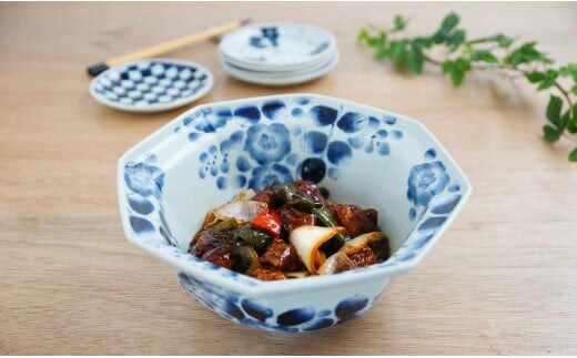 山口洋一工房 辻が花八角7.5寸鉢 有田焼 A95-9