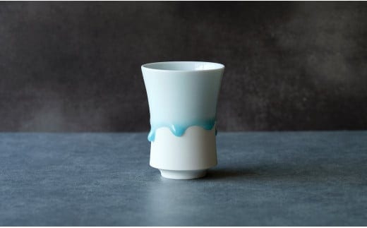 有田焼 雫グラス 筒形【西隆行】うつわ 器 食器 グラス 焼酎グラス タンブラー カップ しずく 雫 ろくろ 手作り 作家 おしゃれ 青 夏 涼しげ ギフト 贈答 35000円 3.5万円 A35-524