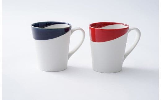 有田焼 つき立マグカップ 大（蒼スノー・レッドスノー）ペア 大慶 A18-204