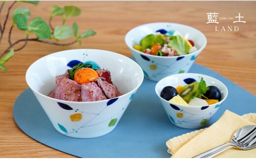 有田焼 レモン入れ子ボウル3点セット【藍土】 皿 食器 A24-40