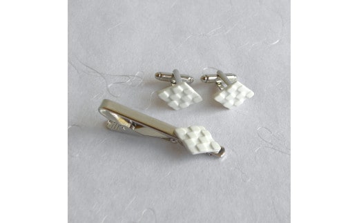noji(楠 -kusunoki-) 有田焼ネクタイピン・カフスボタンセット A18-231