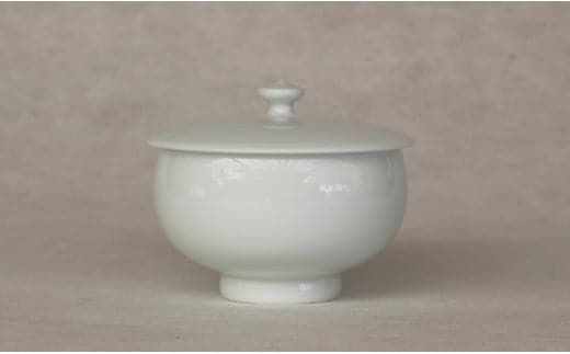 現代の名工 矢鋪與左衛門作【白磁煎茶碗 蓋付き】有田焼 A60-40