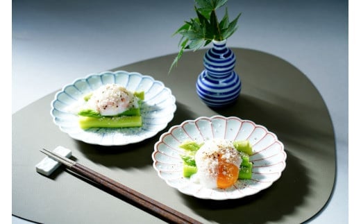 有田焼 菊割銘々皿と一輪差し 3点セット 大慶 A18-184