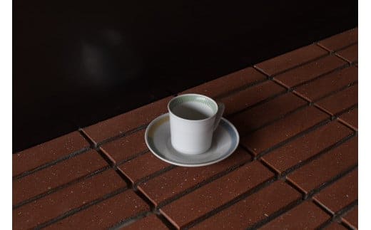 1616/ PC Mug Green & Deep Plate 160 セット 有田焼 器 食器 マグカップ 皿 白 ホワイト プレート A25-316