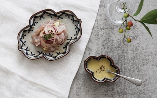 有田焼 徳幸窯 古染付 2枚セット【ヤマト陶磁器】食器 器 うつわ 磁器 陶磁器 和食器 2枚 セット 皿 取皿 小皿 豆皿 貫入 古染付 渕錆 ネイビー ブラウン A45-328