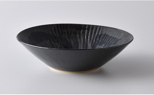 有田焼 乃利陶窯 五臓六腑が喜ぶ【こくようせき】黒曜石鎬彫19.5cm多用鉢 A24-59