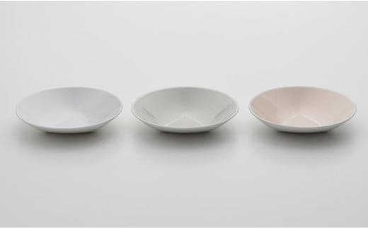 2016/ CH Deep Plate Set【2016/オリジナル】有田焼 食器 器 皿 深皿 プレート ディーププレート 3枚 ホワイト グレー ピンク シンプル A35-345