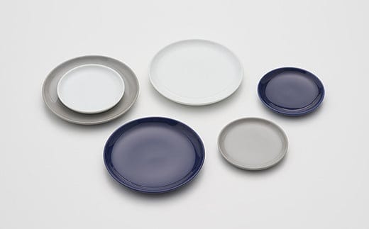2016/ LR Plate Set B【2016/オリジナル】有田焼 食器 器 皿 小皿 食器セット 6点 プレート ホワイト ダークブルー グレー シンプル AA40-391
