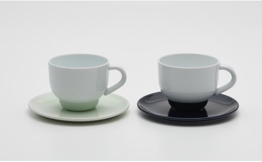 2016/ PD Cup & Saucer set【2016/オリジナル】有田焼 食器 カップ ティーカップ コーヒーカップ カップ&ソーサー 2客 セラドン ダークブルー シンプル AA45-348