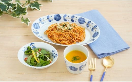 有田焼 染付サビ花つなぎ3点セット マルシゲ陶器 食器 器 うつわ 陶磁器 皿 ギフト 贈答 35000円 3.5万円 A35-465