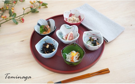 かわいい輪花角切り小鉢揃 6個セット 有田焼 富永陶磁器 A60-55