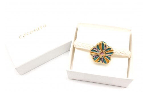 cocosara Elegantなお花の帯留（黄・緑・紫） おしゃれ アクセサリー 磁器 和装小物 着物用 A12-210