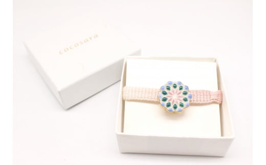 cocosara 紫陽花を感じさせる・かわいい花火の帯留（青×緑×ピンク） 和装小物 着物用 A12-211