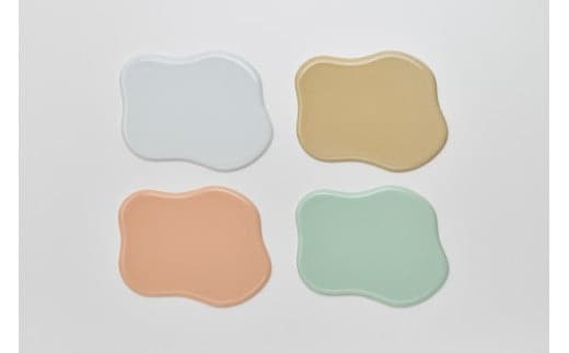 2016/ GS Tray Set【2016/オリジナル】有田焼 トレイ 4枚 プレート インテリア ベージュ ホワイト アプリコット ピスタチオ シンプル AA35-347