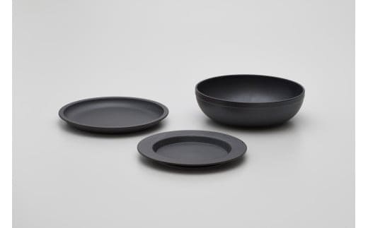 2016/ TY Black Set【2016/オリジナル】有田焼 食器 器 皿 中皿 リム皿 鉢 中鉢 食器セット 3点 プレート ボウル ブラック シンプル A50-287