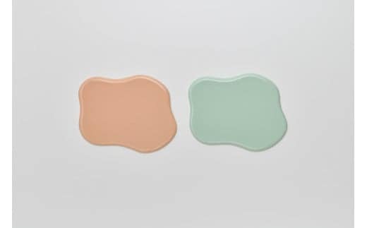 2016/ GS Tray B Set【2016/オリジナル】有田焼 トレイ 2枚 プレート インテリア アプリコット ピスタチオ シンプル A20-654