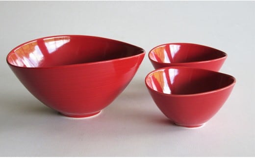 有田焼 赤釉 なぶり鉢セット ARITA PORCELAIN LAB【アリタポーセリンラボ】サラダボウル スープボウル シンプル モダン 赤 A50-276