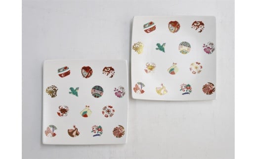 ARITA PORCELAIN LAB(アリタポーセリンラボ) ASTEROID(アステロイド)・ペア正方皿(中) 有田焼 モダン 角皿 四角 おせち A75-40