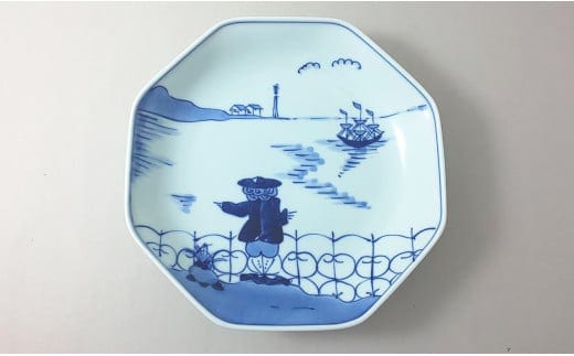 有田焼 後姿 正八角7寸皿 ヤマト陶磁器 A22-81