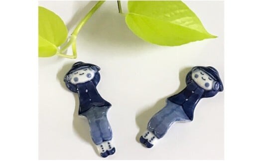 青花 夢みる天使たちの箸置・スプーンレスト2個セット 小島芳栄堂 A24-140