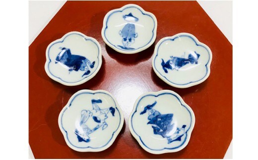 青花 絵変り梅型箸置5個セット 小島芳栄堂 箸置き はしおき 和柄 日本柄 梅 花 35000円 3.5万円 A35-561