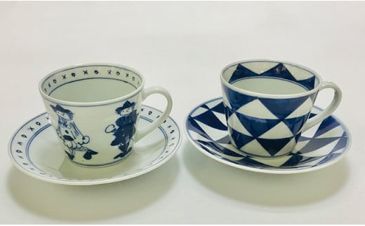 使いやすい青花のそば型コーヒー碗皿2個セット コーヒーカップ 小島芳栄堂 コーヒーカップ ペア 珈琲皿 コーヒーカップ 2人 カフェ A45-133