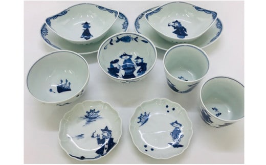 しん窯青花 福をよぶ10点セット 小島芳栄堂 A100-96