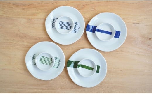 有田焼 とり皿と千代口のセット4種（ライン）【やきもの工房こすず】 皿 食器 うつわ 器 ギフト 贈り物 30000円 3万円 A30-692