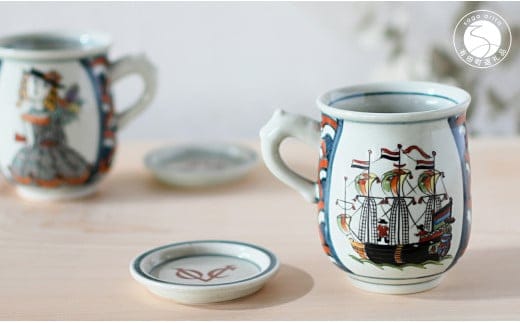 有田焼 南蛮人（赤）マグ&小皿セット【ARITAYAKI-STORE】 A24-71