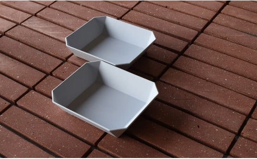 1616/ TY Square Bowl 184 Grey 2個セット【1616/arita japan】有田焼 食器 器 鉢 中鉢 スクエア ボウル グレー シンプル A27-22