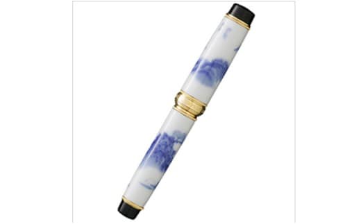 香蘭社 有田焼万年筆 染山水 A650-14