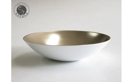 ARITA PORCELAIN LAB (アリタポーセリンラボ) プラチナ アークボウル 有田焼 モダン スタイリッシュ カレー皿 パスタ皿 銀皿 映える皿 輝き シルバー A50-220