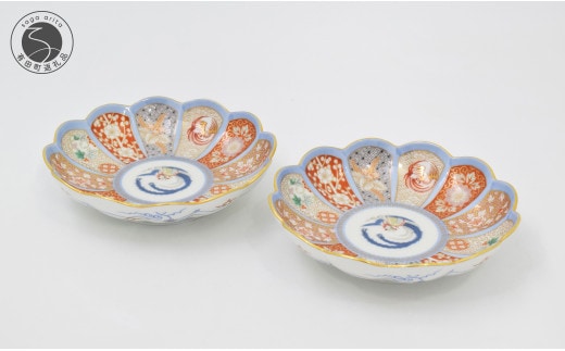 有田焼 染錦金彩鳳凰 ペア菊割取皿【深川製磁】とっておきの日 ハレの日 インテリア うつわ 職人 小皿 取皿 食器 器 2枚 セット A280-9