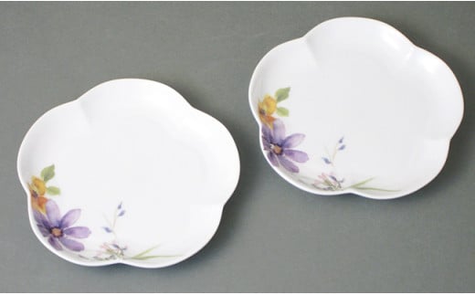 有田焼 花かれんアプリコット皿 (S) (2枚組) 大慶 A17-4