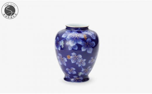 有田焼 呉須ブドー 8号 花生【深川製磁】花瓶 花器 壺 インテリア 伝統工芸 縁起柄 A120-29